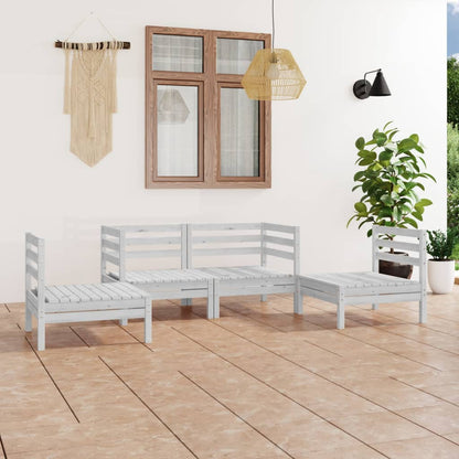 4 pcs conjunto lounge de jardim pinho maciço branco