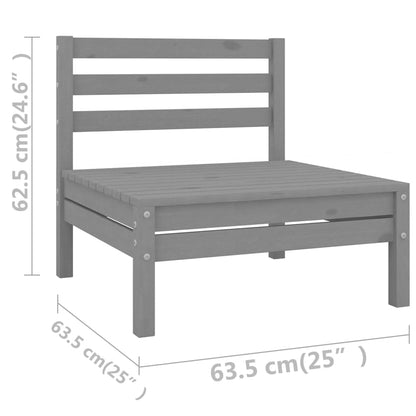 5 pcs conjunto lounge de jardim pinho maciço cinzento