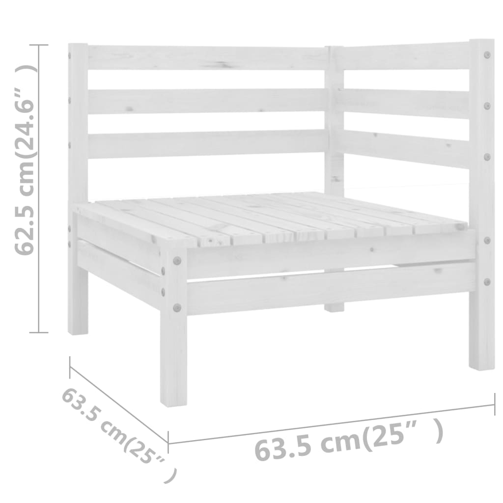 6 pcs conjunto lounge de jardim pinho maciço branco