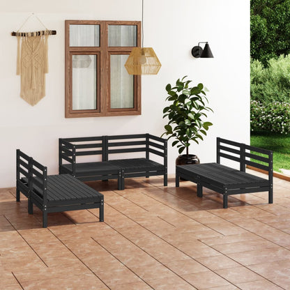 6 pcs conjunto lounge de jardim pinho maciço preto