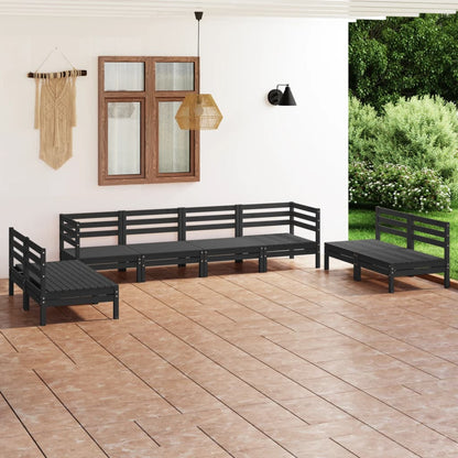 8 pcs conjunto lounge de jardim pinho maciço preto