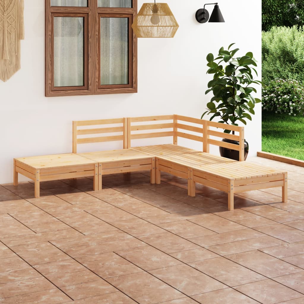 5 pcs conjunto lounge de jardim pinho maciço