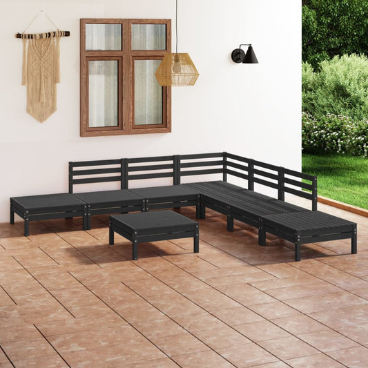 8 pcs conjunto lounge de jardim pinho maciço preto