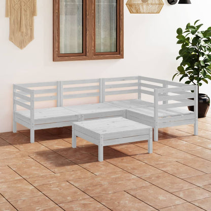 5 pcs conjunto lounge de jardim pinho maciço branco