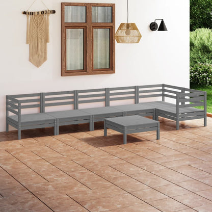 7 pcs conjunto lounge de jardim pinho maciço cinzento