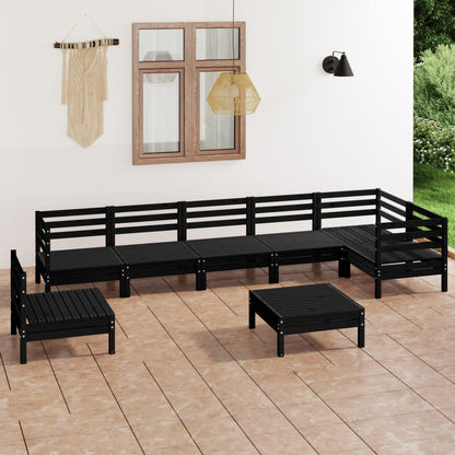 8 pcs conjunto lounge de jardim pinho maciço preto