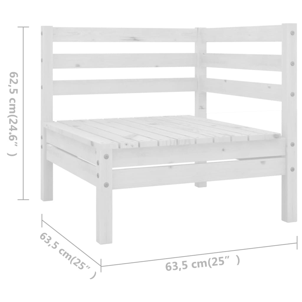 7 pcs conjunto lounge de jardim pinho maciço branco