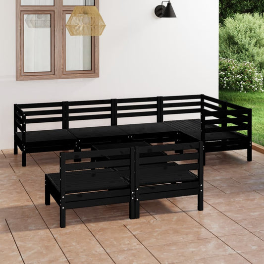 8 pcs conjunto lounge de jardim pinho maciço preto