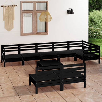 9 pcs conjunto lounge de jardim pinho maciço preto