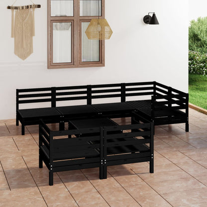 8 pcs conjunto lounge de jardim pinho maciço preto