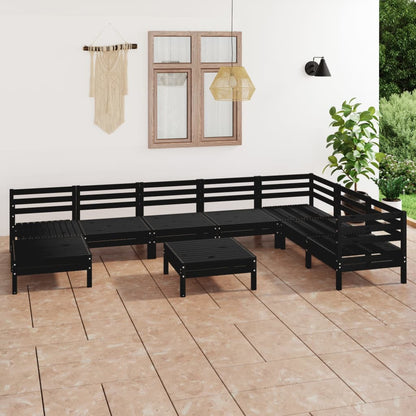 9 pcs conjunto lounge de jardim pinho maciço preto