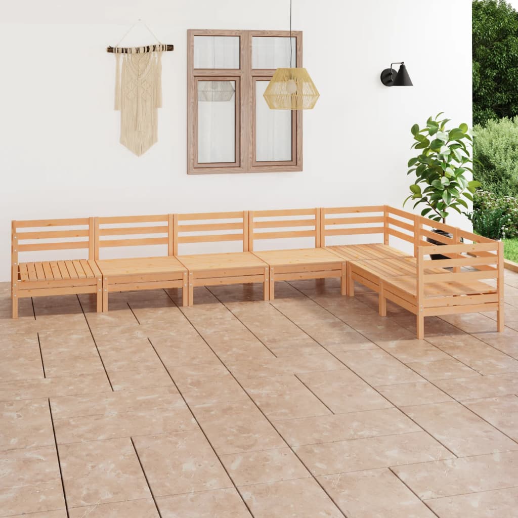 7 pcs conjunto lounge de jardim pinho maciço