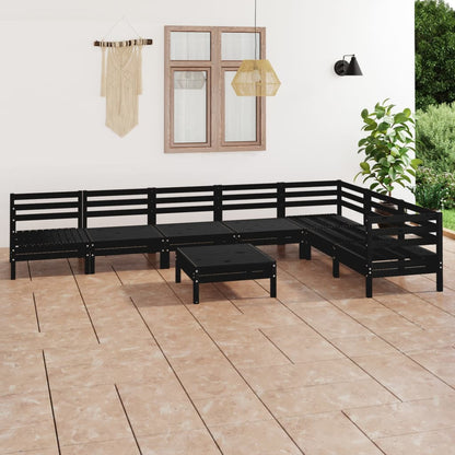 8 pcs conjunto lounge de jardim pinho maciço preto