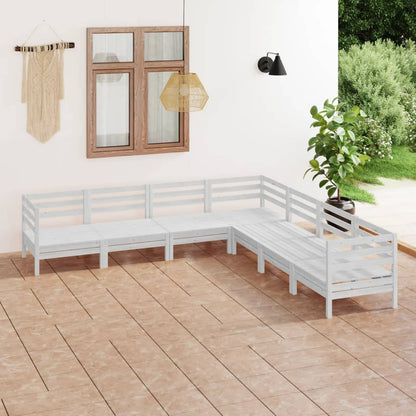 7 pcs conjunto lounge de jardim pinho maciço branco