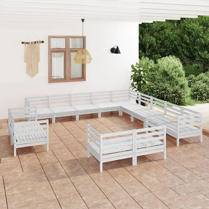 13 pcs conjunto lounge de jardim pinho maciço branco