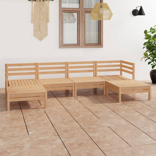 6 pcs conjunto lounge de jardim pinho maciço