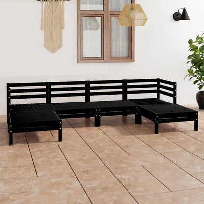 6 pcs conjunto lounge de jardim pinho maciço preto