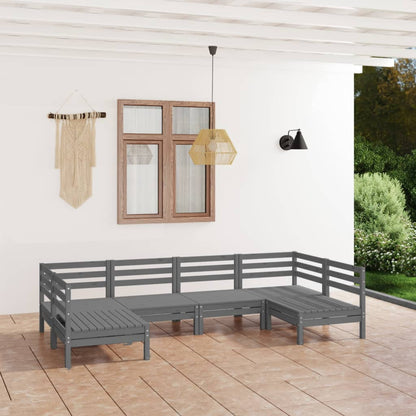 6 pcs conjunto lounge de jardim pinho maciço cinzento