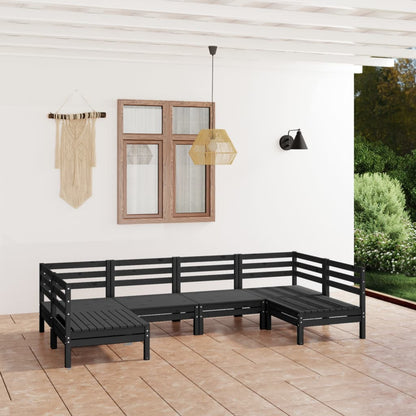 6 pcs conjunto lounge de jardim pinho maciço preto