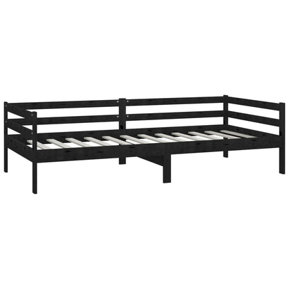 Sofá-cama com colchão 90x200 cm pinho maciço preto