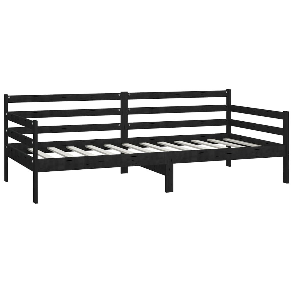 Sofá-cama com colchão 90x200 cm pinho maciço preto