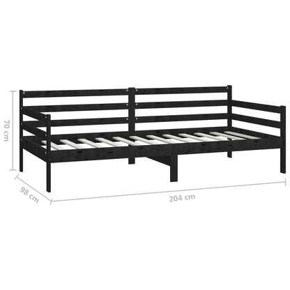 Sofá-cama com colchão 90x200 cm pinho maciço preto