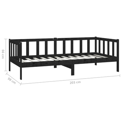 Sofá-cama com colchão 90x200 cm pinho maciço preto