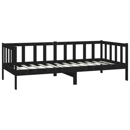 Sofá-cama com colchão 90x200 cm pinho maciço preto