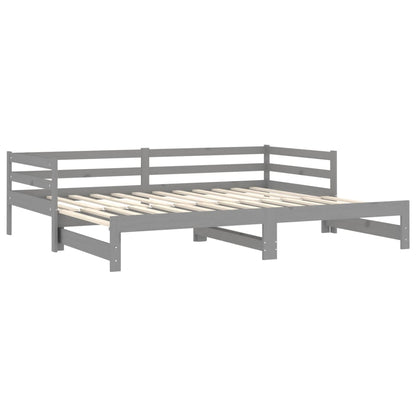 Estrutura sofá-cama de puxar 2x(90x200) cm pinho maciço cinza