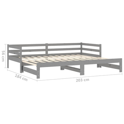 Estrutura sofá-cama de puxar 2x(90x200) cm pinho maciço cinza