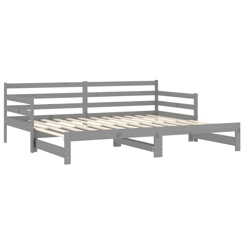 Estrutura sofá-cama de puxar 2x(90x200) cm pinho maciço cinza