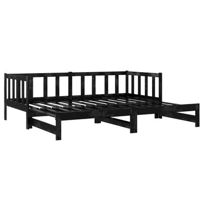 Estrutura sofá-cama de puxar 2x(90x200) cm pinho maciço preto