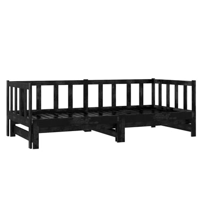 Estrutura sofá-cama de puxar 2x(90x200) cm pinho maciço preto