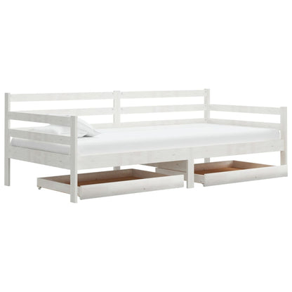 Sofá-cama com gavetas 90x200 cm pinho maciço branco