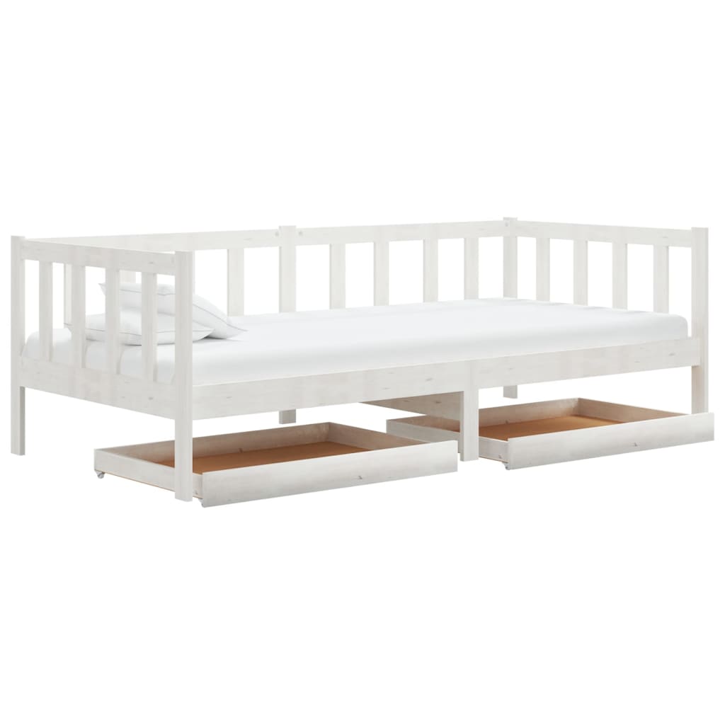 Sofá-cama com gavetas 90x200 cm pinho maciço branco