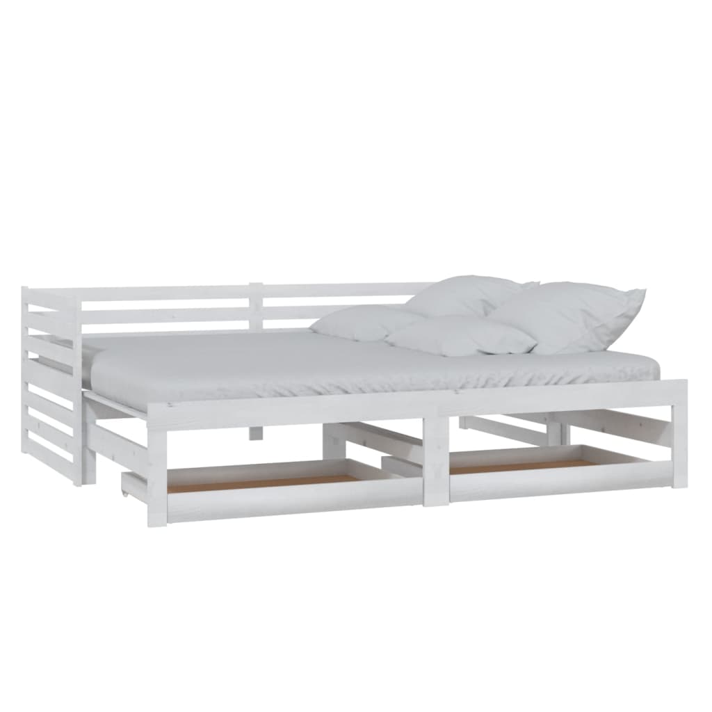 Estrutura sofá-cama de puxar 2x(90x200) cm pinho maciço branco