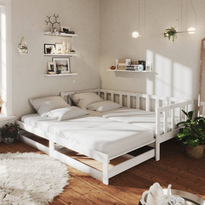 Estrutura sofá-cama de puxar 2x(90x200) cm pinho maciço branco