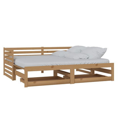 Estrutura sofá-cama de puxar 2x(90x200) cm pinho castanho mel