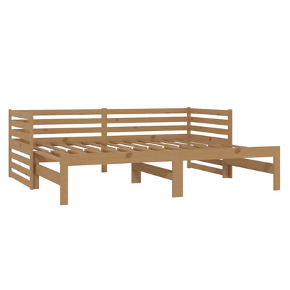 Estrutura sofá-cama de puxar 2x(90x200) cm pinho castanho mel