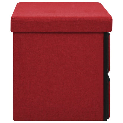 Banco arrumação dobrável 76x38x38 cm linho falso vermelho-tinto