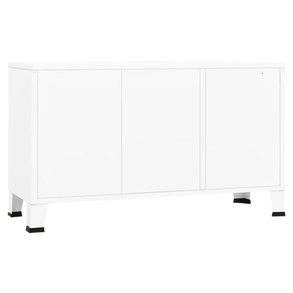 Aparador industrial 105x35x62 cm metal e vidro branco