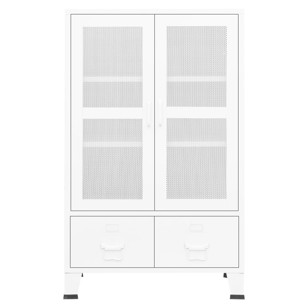 Aparador de arrumação industrial 70x40x115 cm metal branco