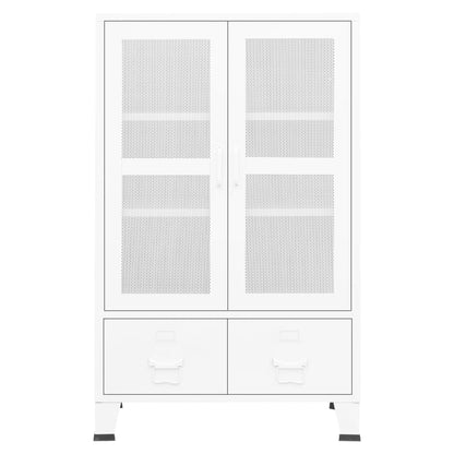 Aparador de arrumação industrial 70x40x115 cm metal branco