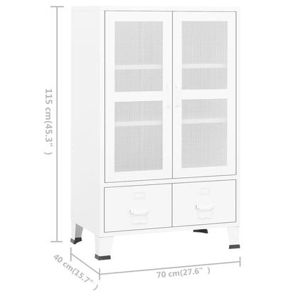 Aparador de arrumação industrial 70x40x115 cm metal branco