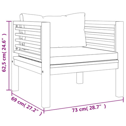 5 pcs conjunto lounge de jardim c/ almofadões acácia maciça