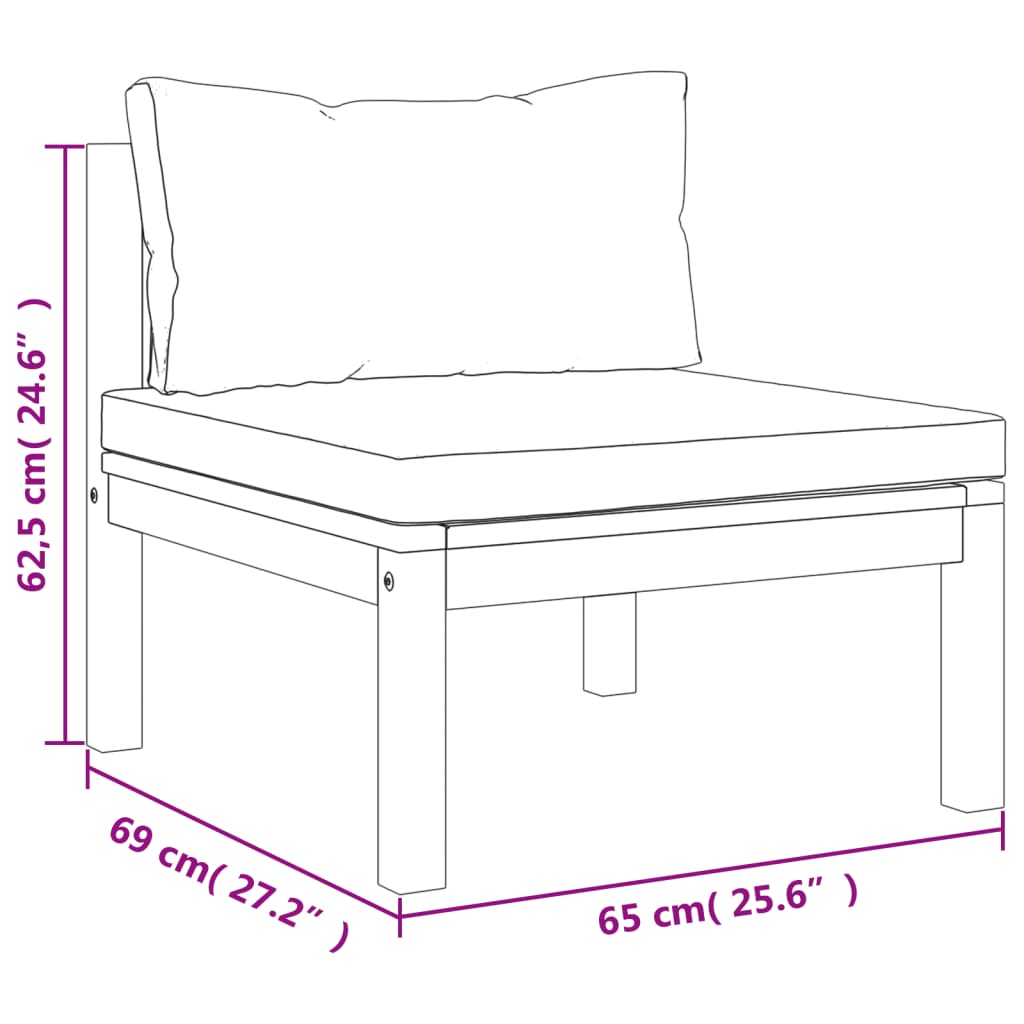 9 pcs conjunto lounge de jardim com almofadões acácia maciça