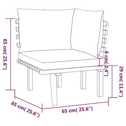 4 pcs conj. lounge jardim c/ almofadões madeira acácia maciça