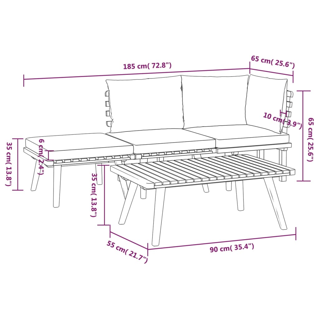 4 pcs conj. lounge jardim c/ almofadões madeira acácia maciça