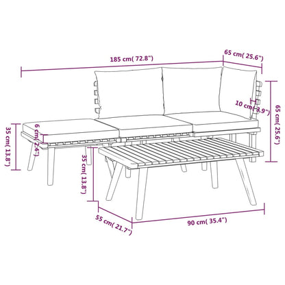 4 pcs conj. lounge jardim c/ almofadões madeira acácia maciça