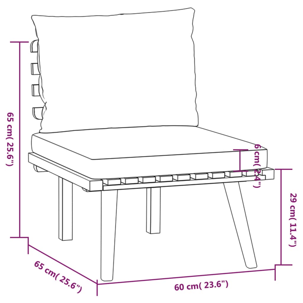 6 pcs conjunto lounge de jardim com almofadões acácia maciça